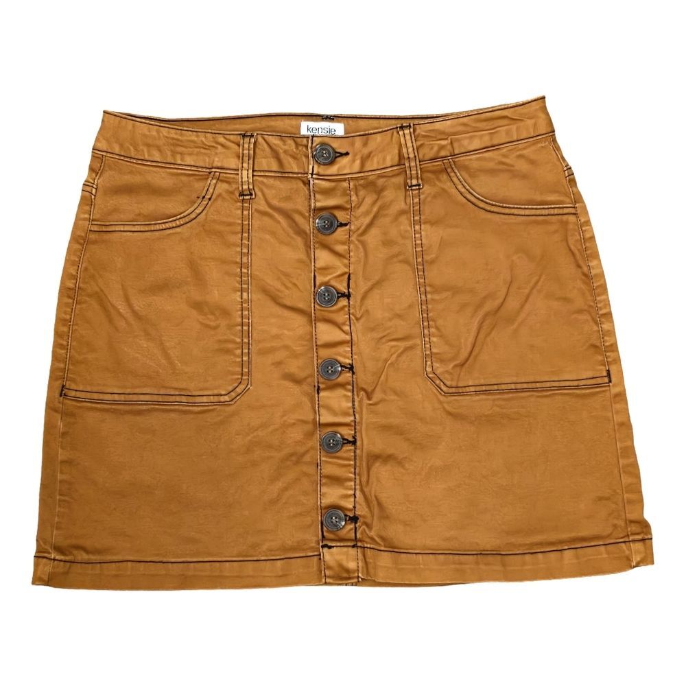 Kensie Jeans Women's Button Down Mustard Mini Skirt 12/31